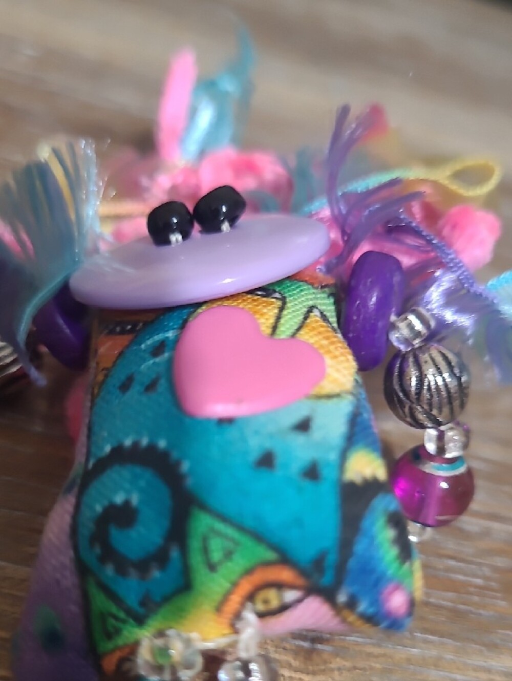 Colorful Handmade Beaded Doll Pin - Picture 5 of 5
